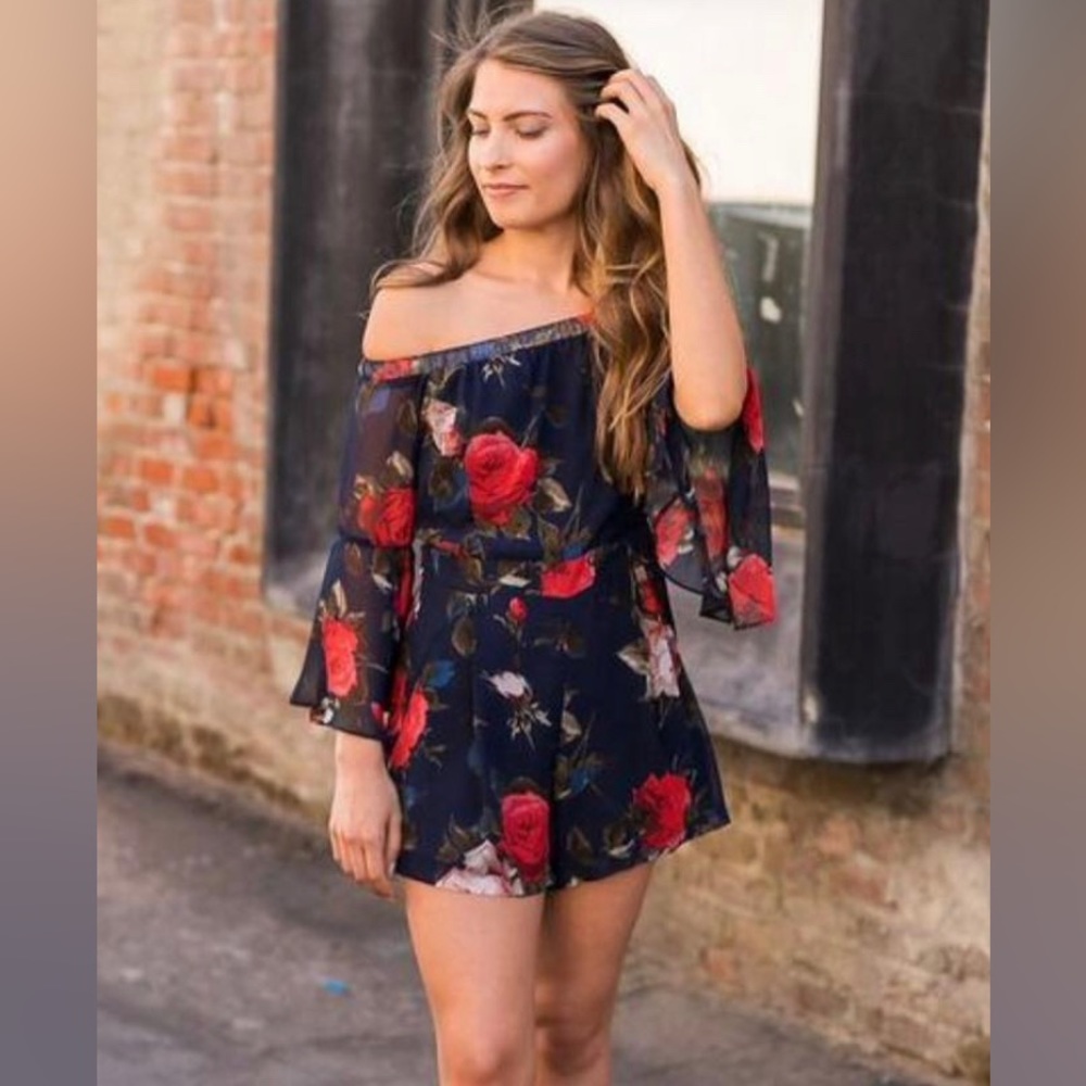 Floral Bell Sleeve Romper